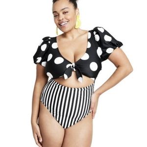 NWT Tabitha Brown polka Dot Bathing Suit Size L